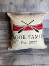 Custom Red Canoe Established Date and Family Name Pillow