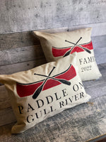 Custom Red Canoe Established Date and Family Name Pillow