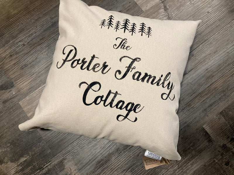 Custom Pine Trees Cottage Name  Pillow