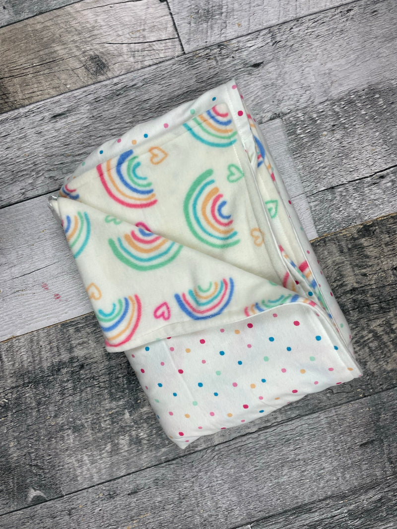 Rainbow and Polka Dot Fleece Cabin Blankie Baby | Baby Blanket