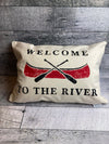 Welcome to the River Red Canoe Pillow