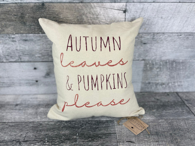 Autumn Leaves & Pumpkins Please pillow