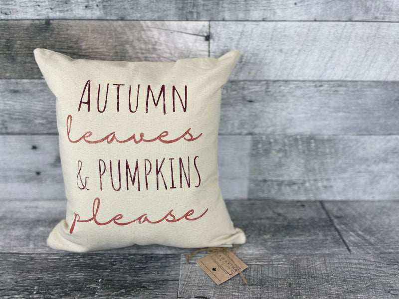Autumn Leaves & Pumpkins Please pillow