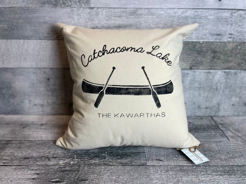 Custom Cursive Script Lake Canoe Pillow