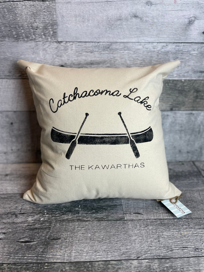 Custom Cursive Script Lake Canoe Pillow
