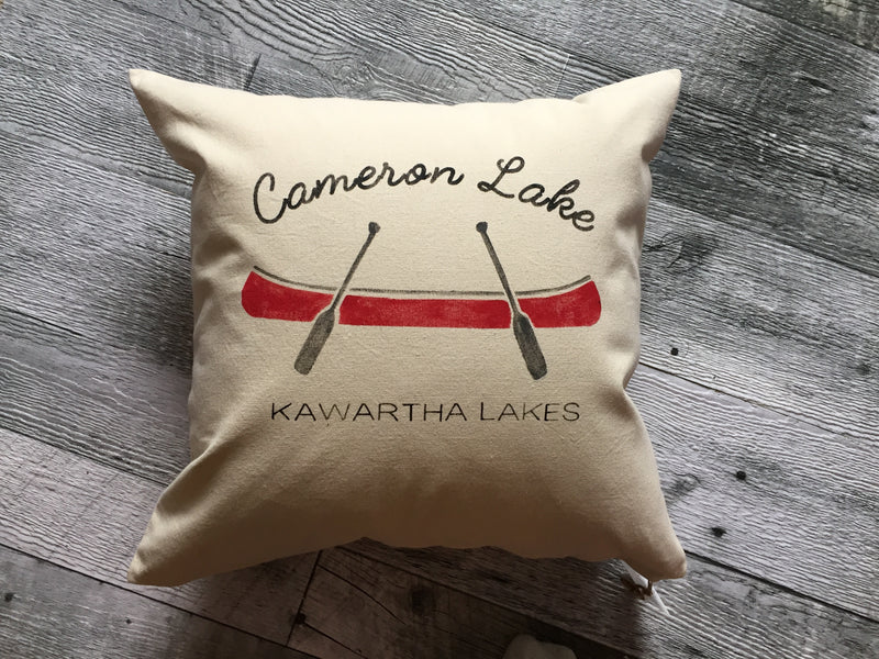 Custom Red Canoe Lake Pillow