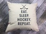 Eat. Sleep. Hockey. Repeat. Pillow