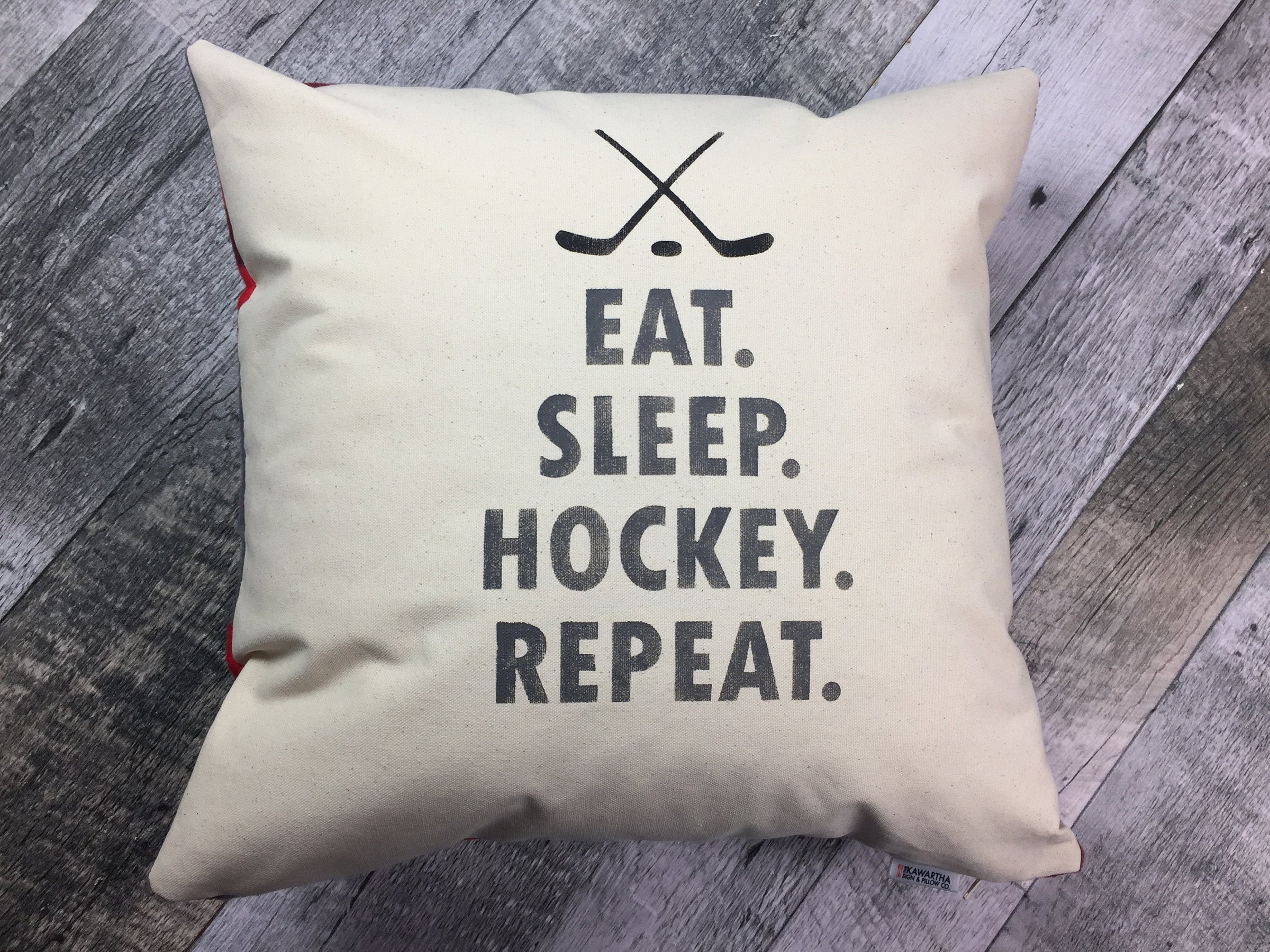 Personalized Hockey Throw Pillow Eat Sleep Breathe Hockey Custom Name Hockey  Puck Bedroom Decorative Pillow Hockey Player 18x18 