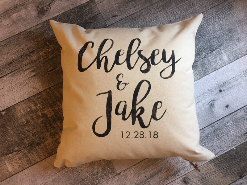 Custom Couples Name and Date Pillow