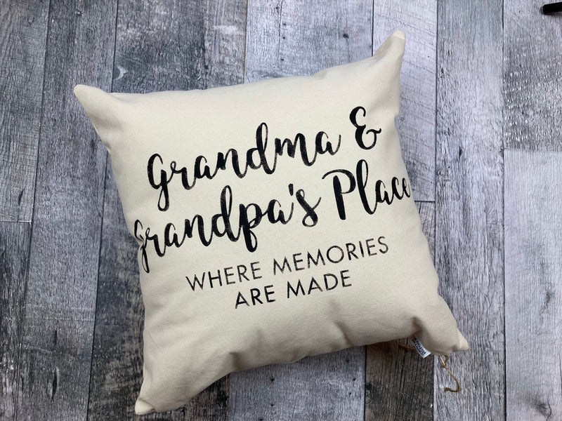 Custom where memories are made | Grandma and Grandpa pillow