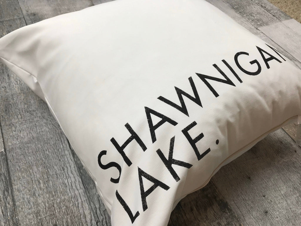 Custom Bold Modern Lake Name Pillow Cover